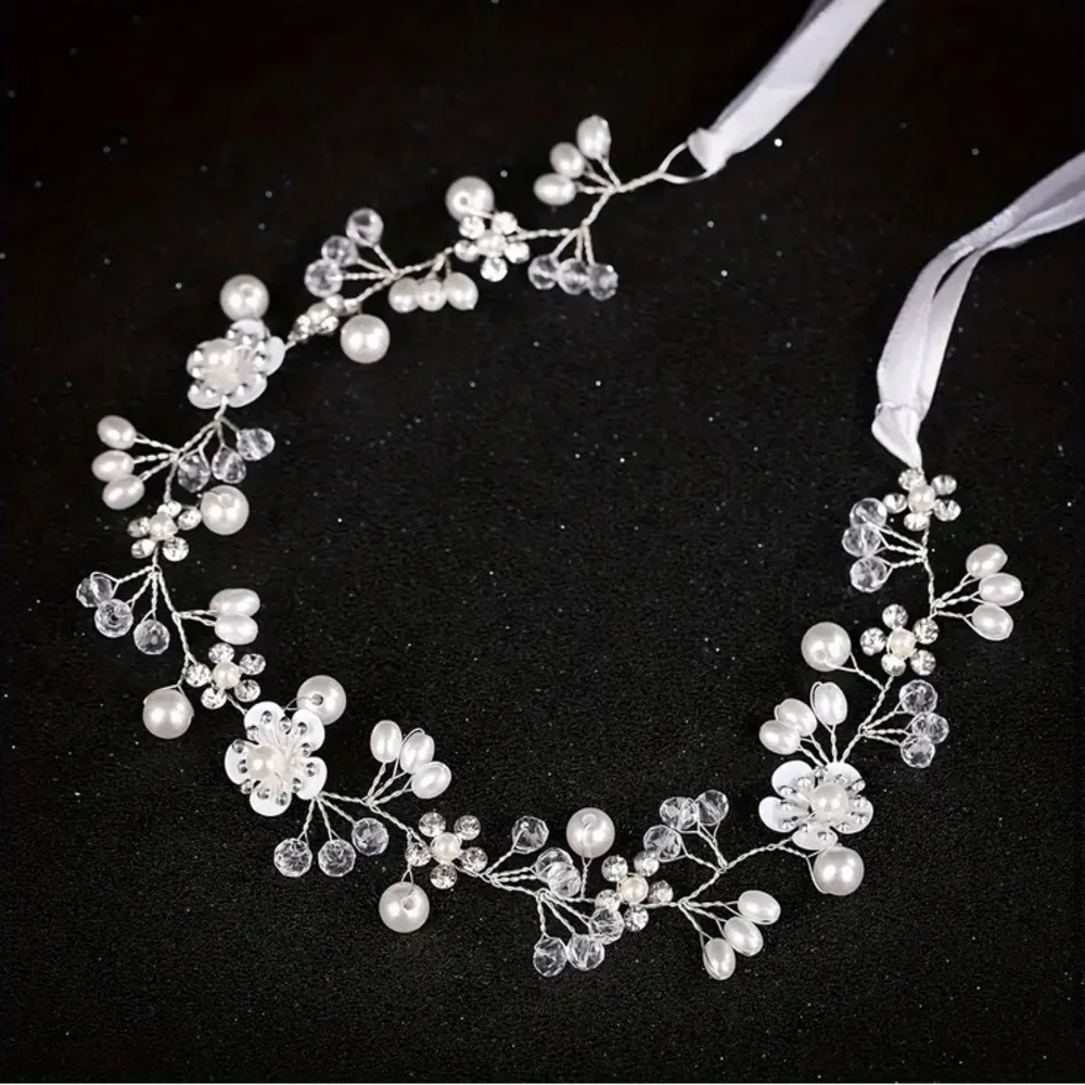 Rhinestone And Pearl Floral Headband